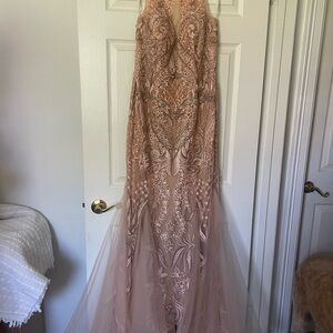 Terani Couture Blush Lace Gown